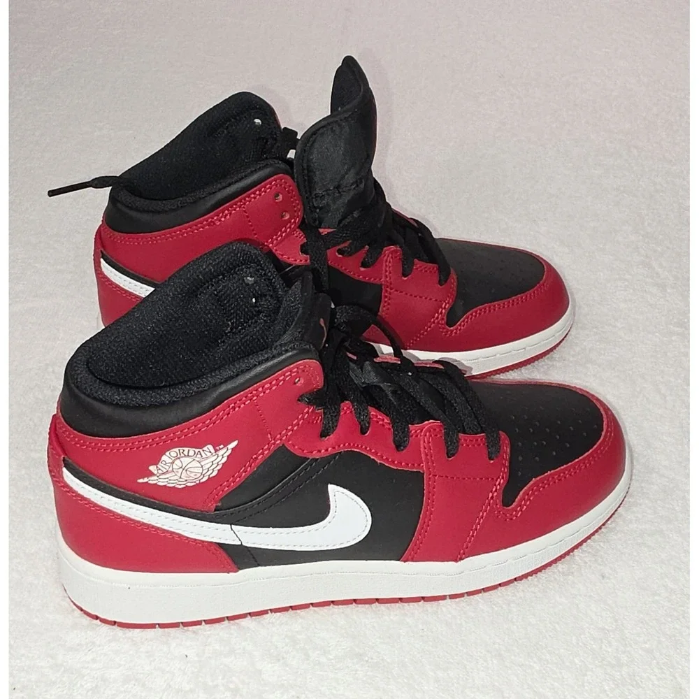 Nike Air Jordan 1 Mid GS – Black/Red/White – Size 5.5Y – Brand New